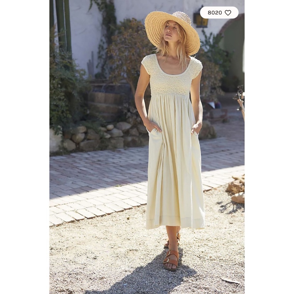 Free People | All Eyes On You Midi Dress | XS | Cream